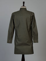 Mehendi green cotton linen men pathani suit