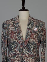 Cream vintage tapestry print mens blazer