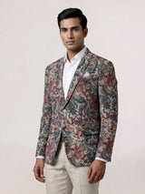 Cream vintage tapestry print mens blazer