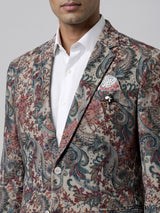 Cream vintage tapestry print mens blazer