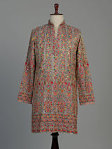 Pastel grey silk embroidered kurta suit for men celebrations