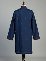 Blue cotton kurta suit for men with cutdana and thread work
