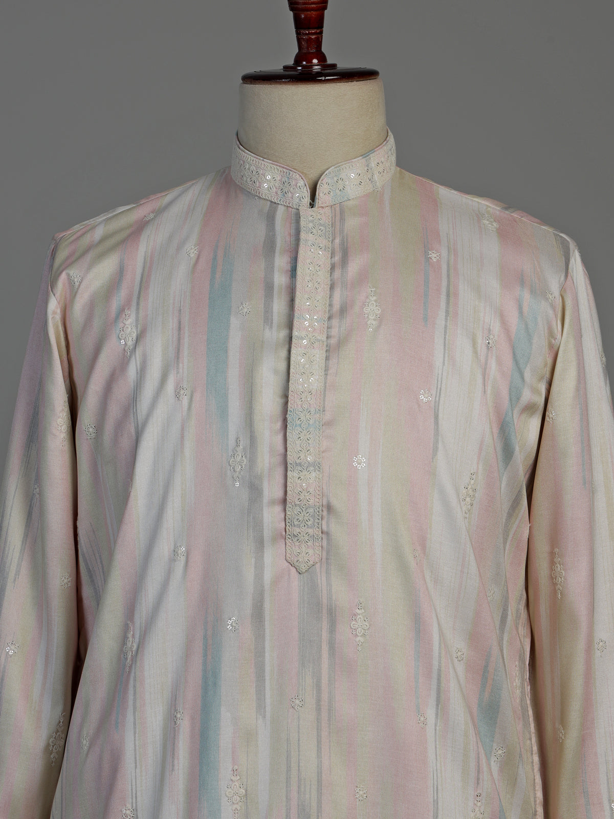 Multicolor cotton silk kurta suit for men with sequins work