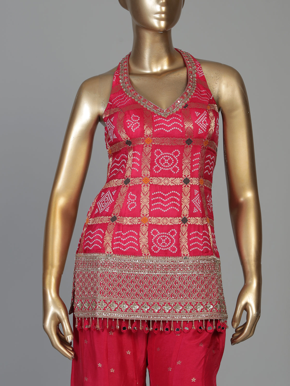 Rani pink silk palazzo suit for women with dupatta