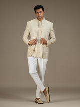 Cream mens premium embroidered jodhpuri suit