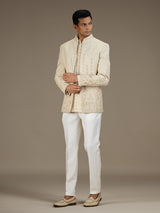 Cream mens premium embroidered jodhpuri suit