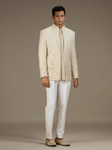 Cream mens premium embroidered jodhpuri suit
