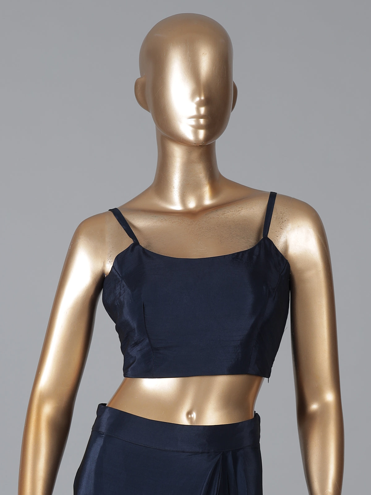 Navy blue dola silk designer ready to wear saree with jacket