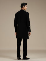 Black mens sleek luxury indo western bandhgala set
