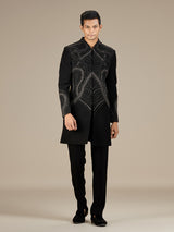 Black mens sleek luxury indo western bandhgala set