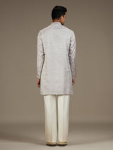 Grey mens opulent tissue kurta suit with pant