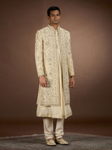 Beige mens distinguished designer sherwani