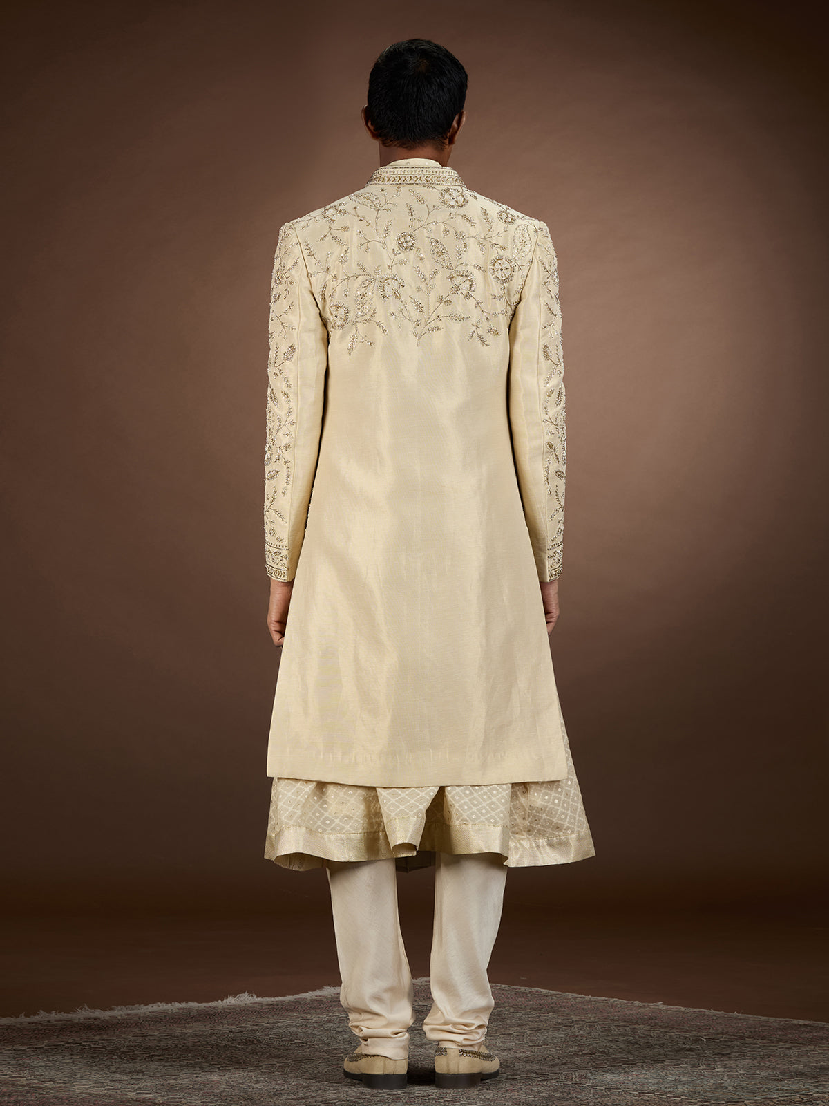 Beige mens distinguished designer sherwani