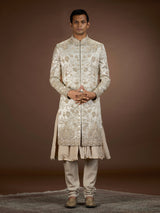 Gold mens opulent tissue brocade sherwani