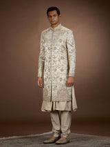 Gold mens opulent tissue brocade sherwani