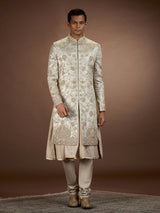 Gold mens opulent tissue brocade sherwani