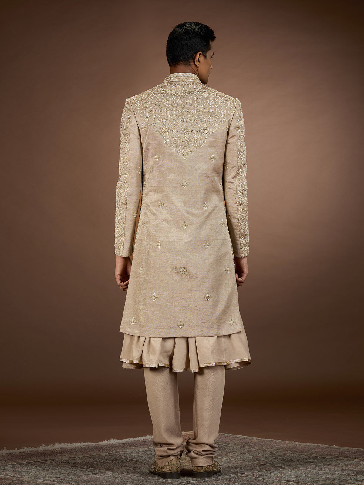 Gold mens royal botanical sherwani