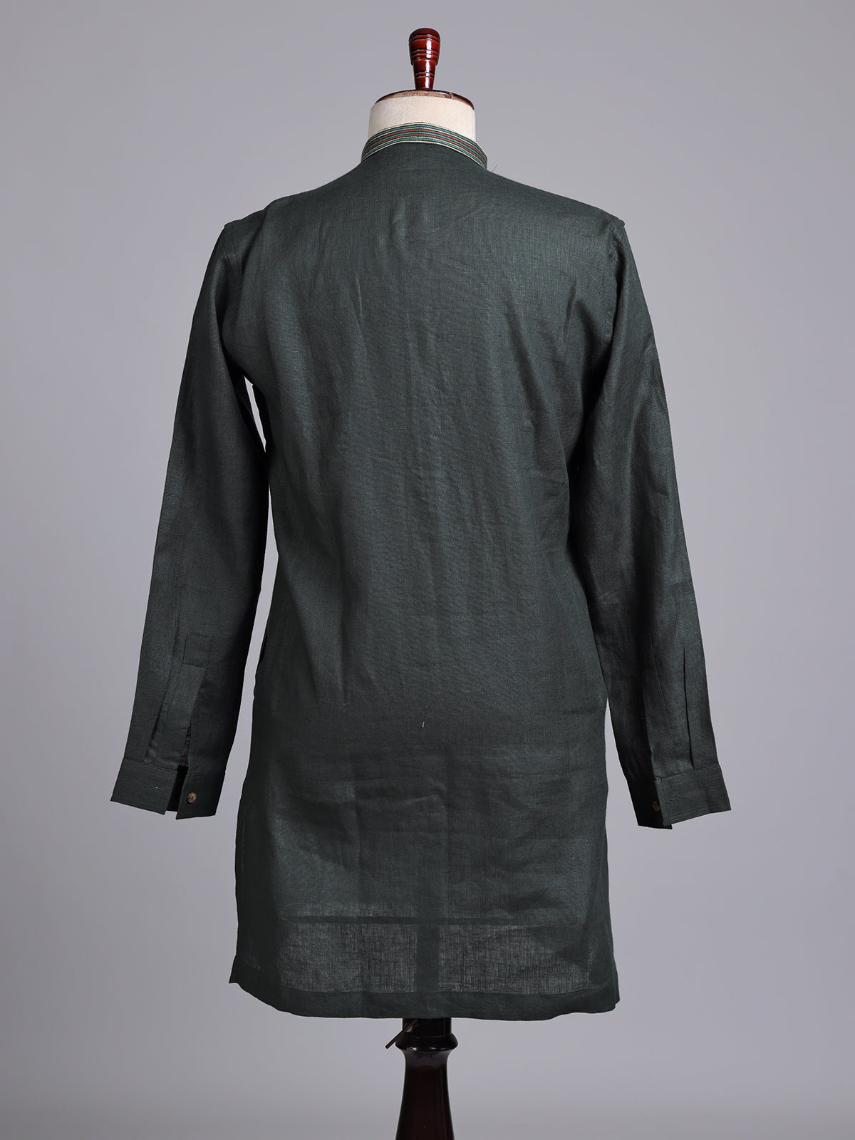 Bottle green cotton silk embroidered men festive kurta