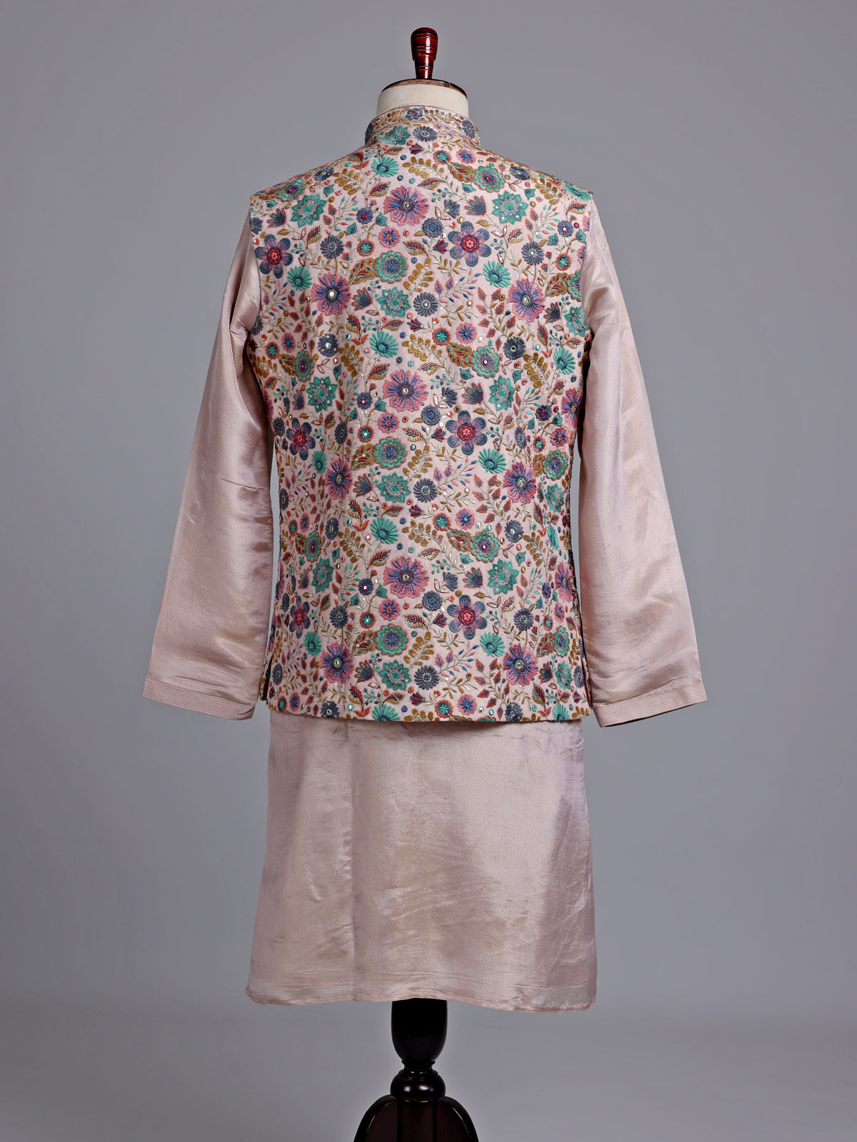 Pastel lavender exquisite embroidered men nehru waistcoat set
