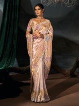 Golden pink madhurai silk women saree