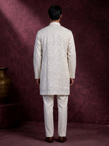White premium linen chikankari kurta pajama