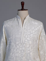 White premium linen chikankari kurta pajama