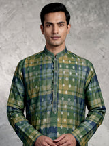 Green premium silk blend zari kurta pajama