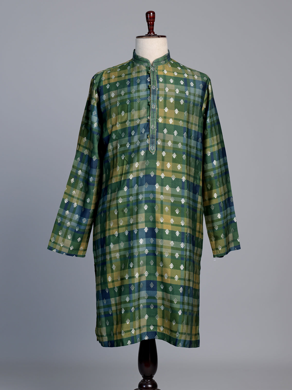 Green premium silk blend zari kurta pajama