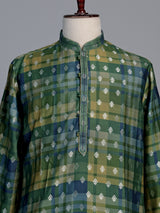 Green premium silk blend zari kurta pajama