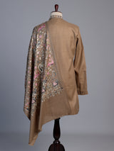 Light brown embroidered men kurta suit with dupatta
