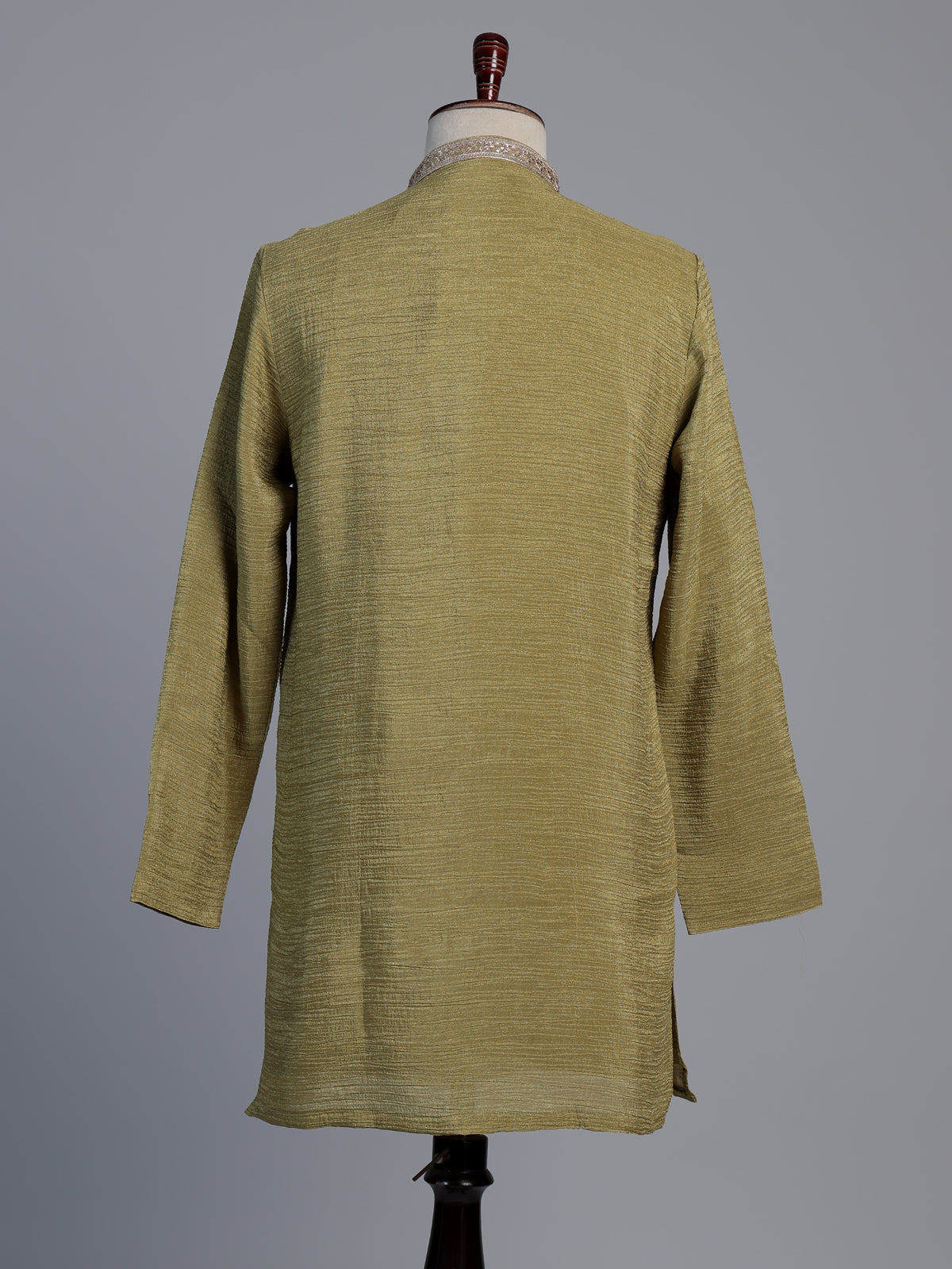 Mustard mehendi shimmer silk men kurta suit