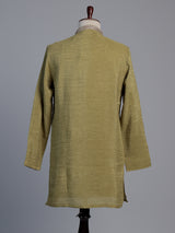 Mustard mehendi shimmer silk men kurta suit