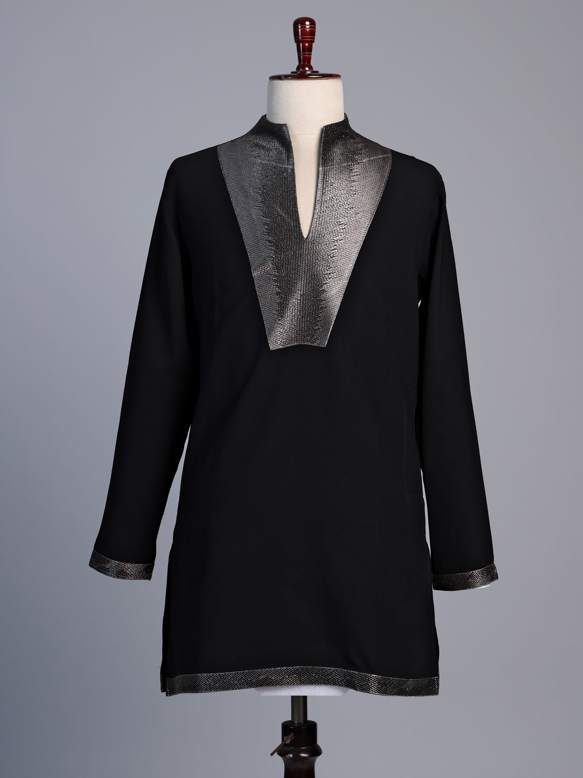 Black metallic men wedding reception kurta suit