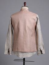Dark peach artisanal bead embroidered men waistcoat