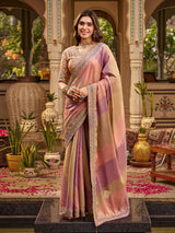Multicolor tissue silk women saree with floral artistry
