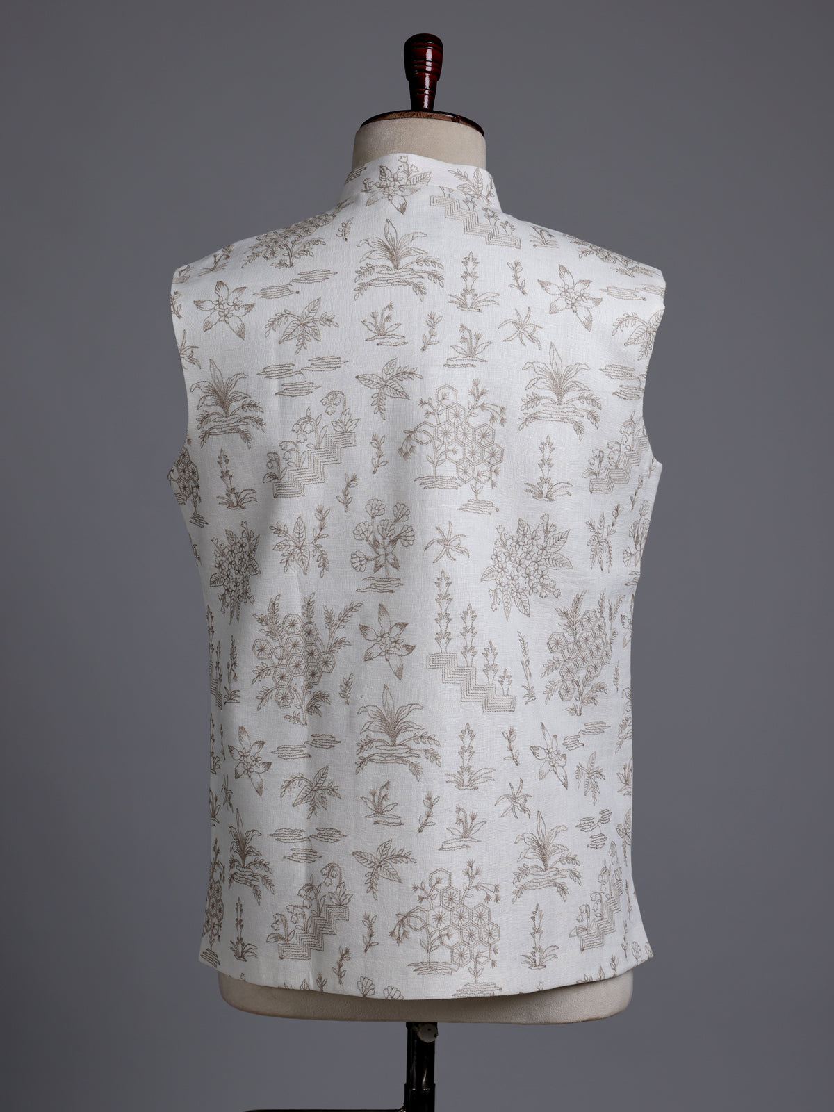 Cream heritage botanical embroidered men waistcoat