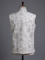 Cream heritage botanical embroidered men waistcoat