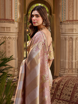 Light purple tissue silk women saree with floral grandeur
