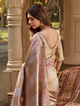 Light purple tissue silk women saree with floral grandeur