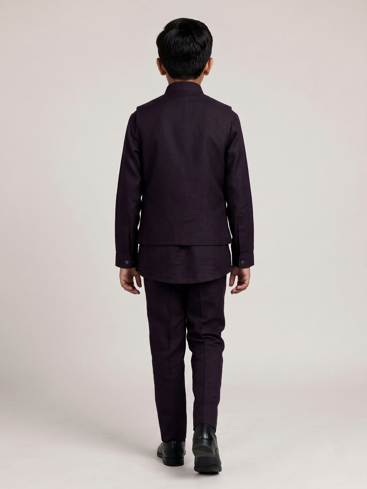 Deep wine boys waistcoat set with embellished chest pocket detailing