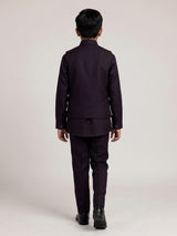 Deep wine boys waistcoat set with embellished chest pocket detailing
