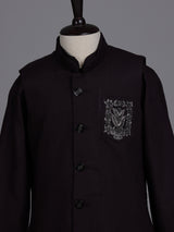 Deep wine boys waistcoat set with embellished chest pocket detailing