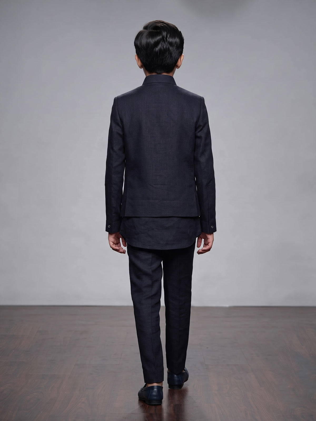 Black boys waistcoat set with embellished chest pocket detailing