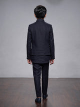 Black boys waistcoat set with embellished chest pocket detailing
