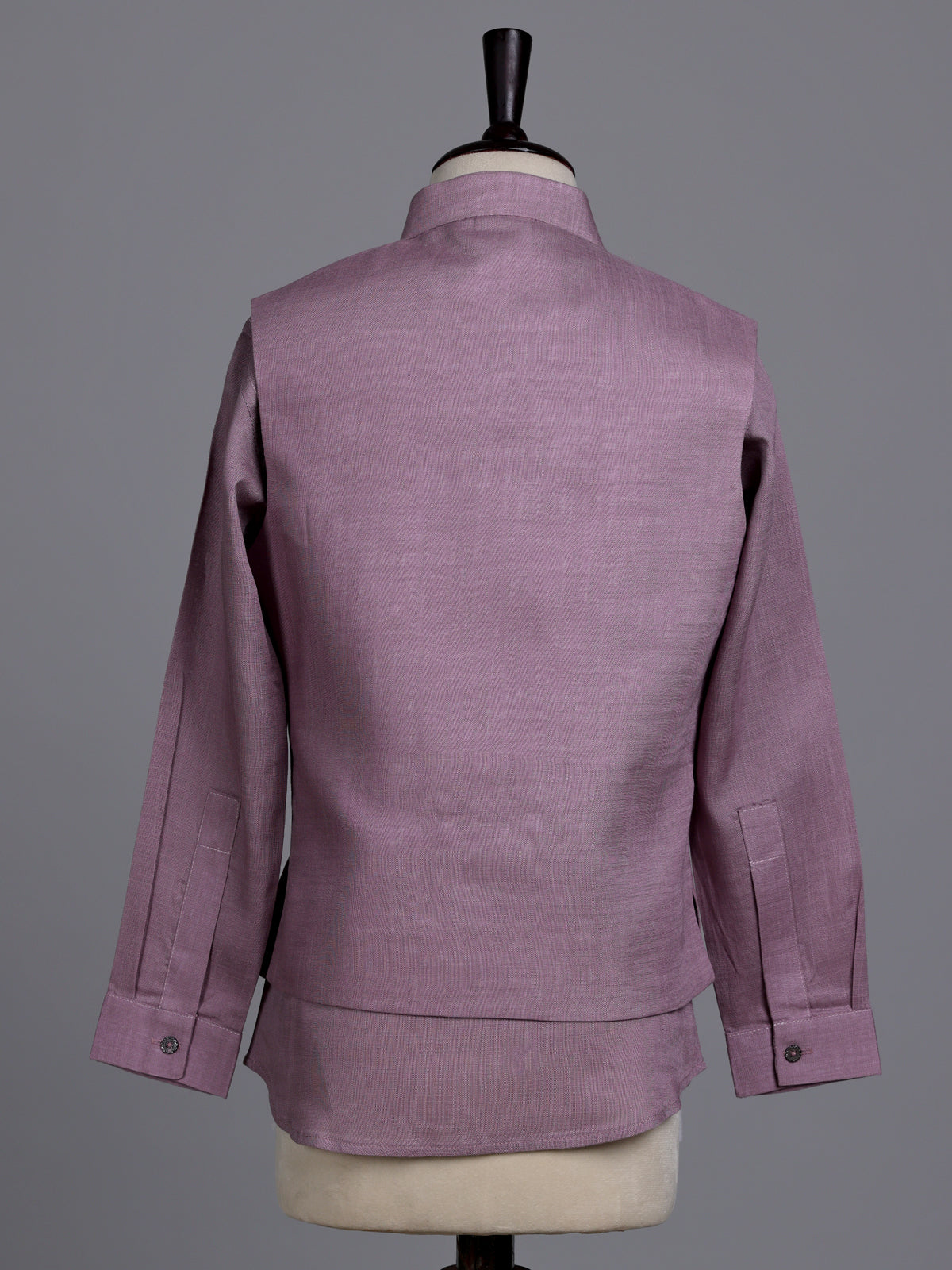 Pink boys waistcoat set with zardosi chest pocket embellishments