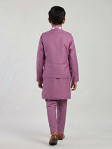 Pink boys waistcoat set with floral white thread detailing