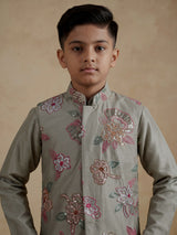 Grey boys waistcoat set with sequins and beaded detailing