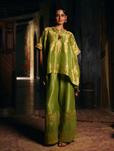 Olive green womens designer kaftan style palazzo suit