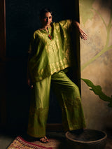 Olive green womens designer kaftan style palazzo suit