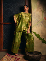 Olive green womens designer kaftan style palazzo suit